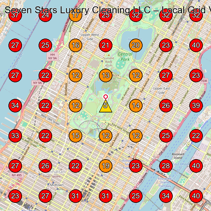 Seven Stars Luxury Cleaning LLC GeoGrid visibility map for House Cleaning Service in New York